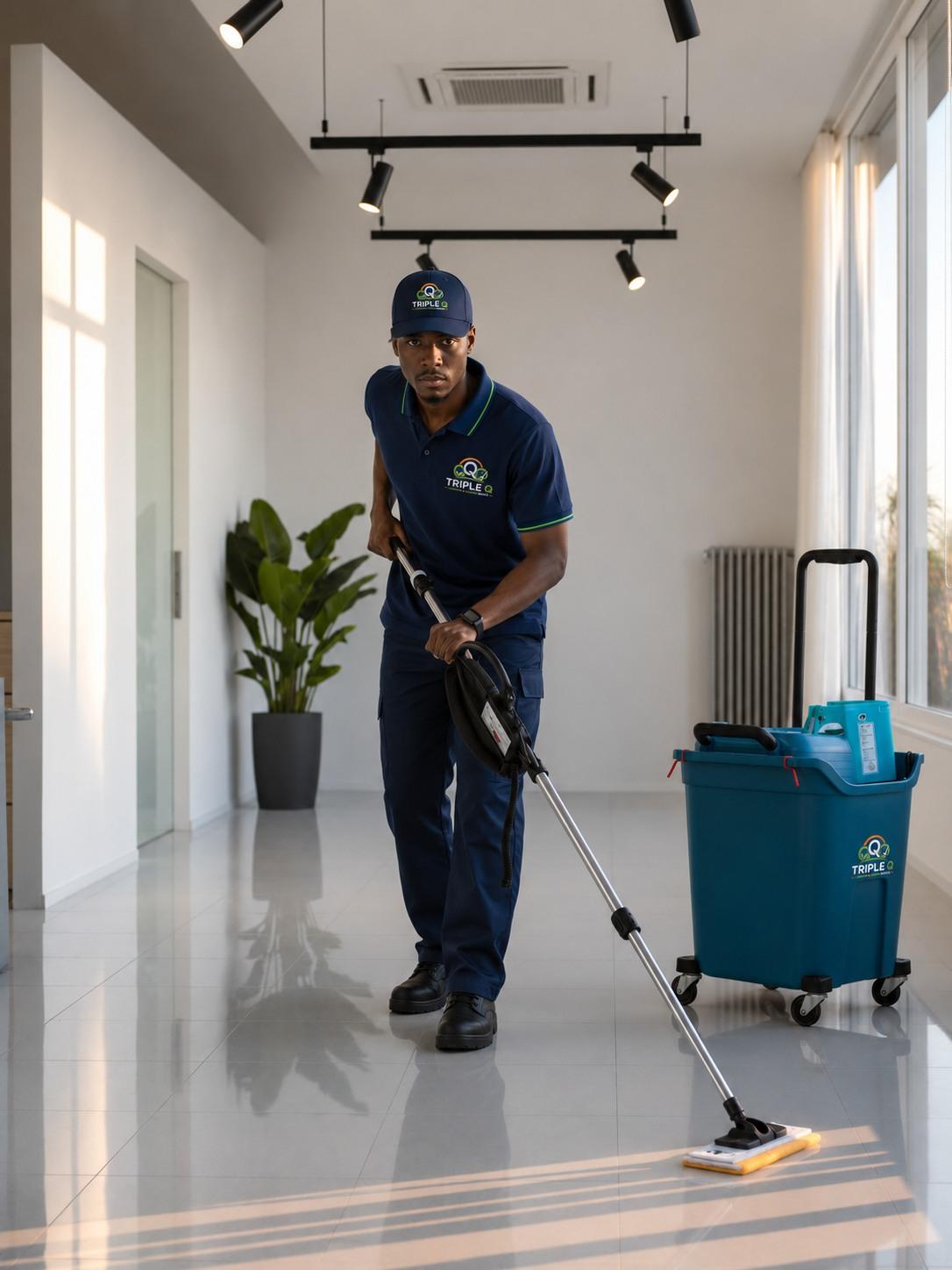 Professional cleaning team at work